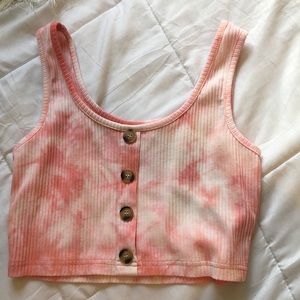 pink tie-dye crop top